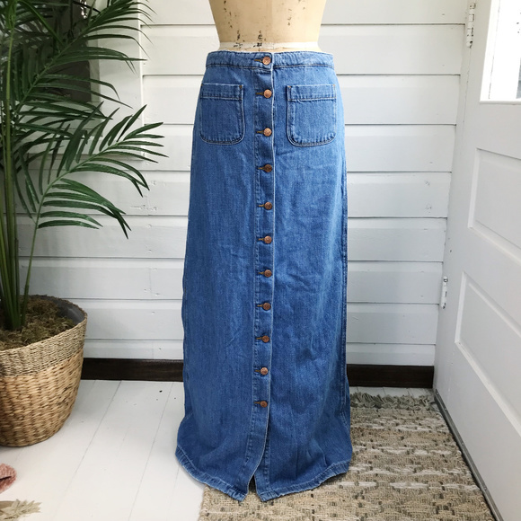 zara denim maxi skirt